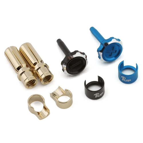 1UP Racing "Lockdown" Adjustable Bullet Plug Grips w/5mm Bullets (Blue/Black)