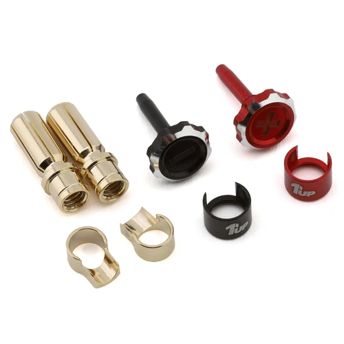 1UP Racing "Lockdown" Adjustable Bullet Plug Grips w/5mm Bullets (Red/Black)