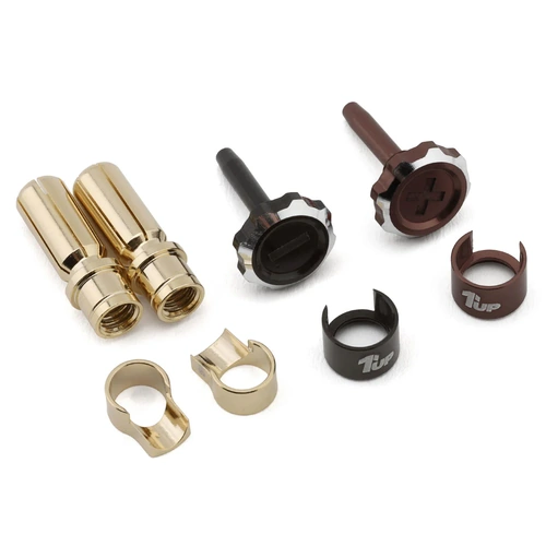 1UP Racing "Lockdown" Adjustable Bullet Plug Grips w/5mm Bullets (Gunmetal/Black)